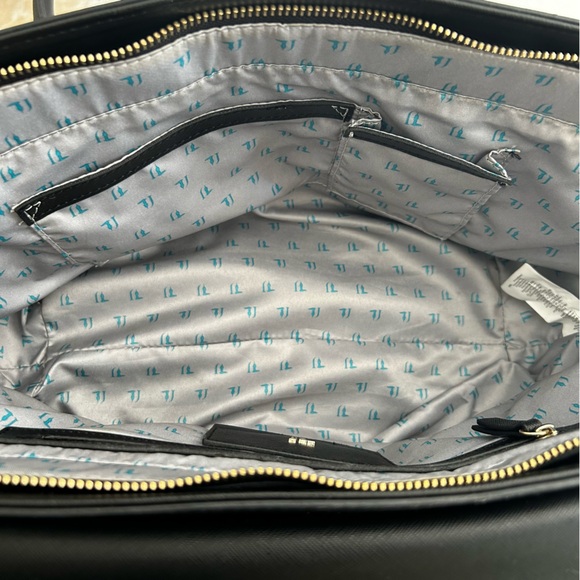 NWT Trussardi Black Satchel Shoulder Strap Gold Hardware Logo Bag Charm pockets - Picture 12 of 13